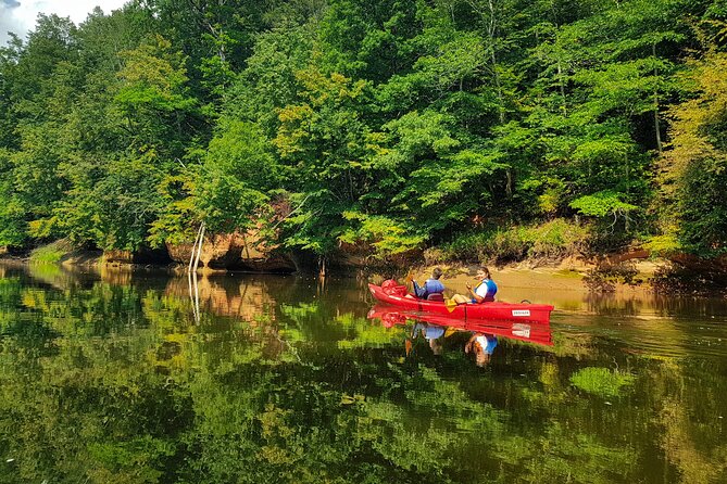 One-Day Kayaking Trip in Gauja River Valley - Sandstone cliffs seen from the water