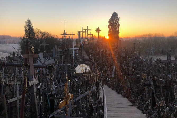 Sunrise at the Hill of Crosses - 2 countries in 1 day - Crossing from Latvia into Lithuania